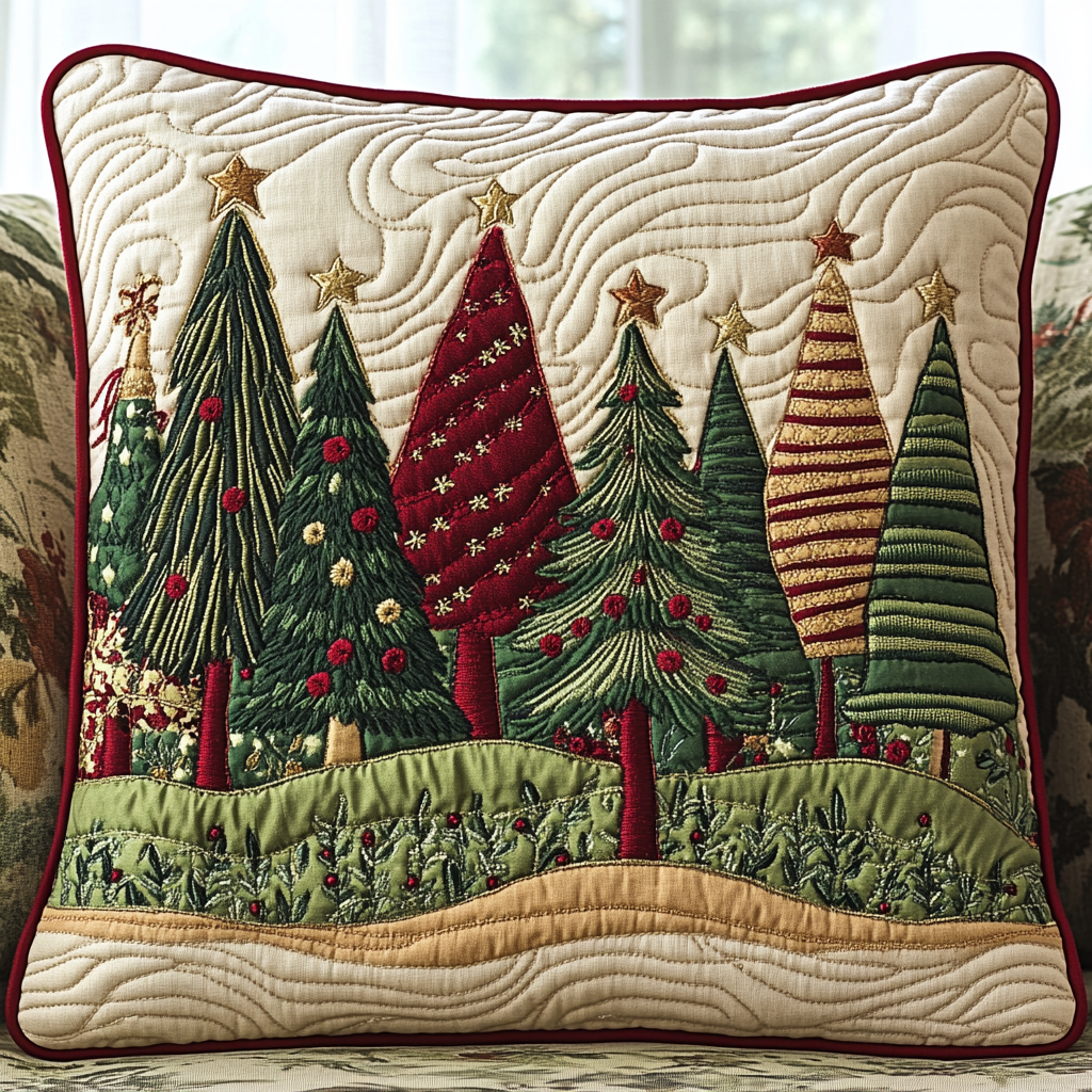 Christmas Tree TAI141124382 Quilted Pillow Case