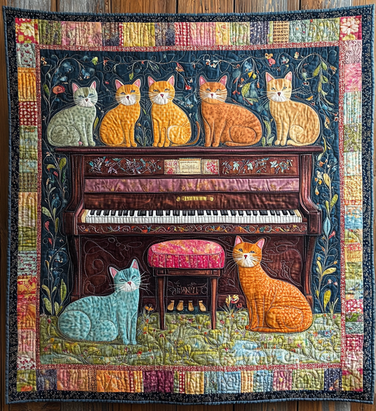 Piano Cat DAI090125221 Quilt Blanket