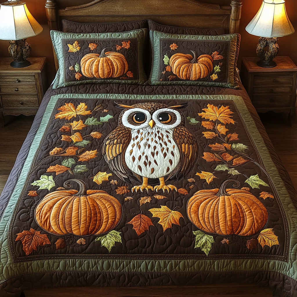 Pumpkin Owl DAI090125253 Quilt Blanket