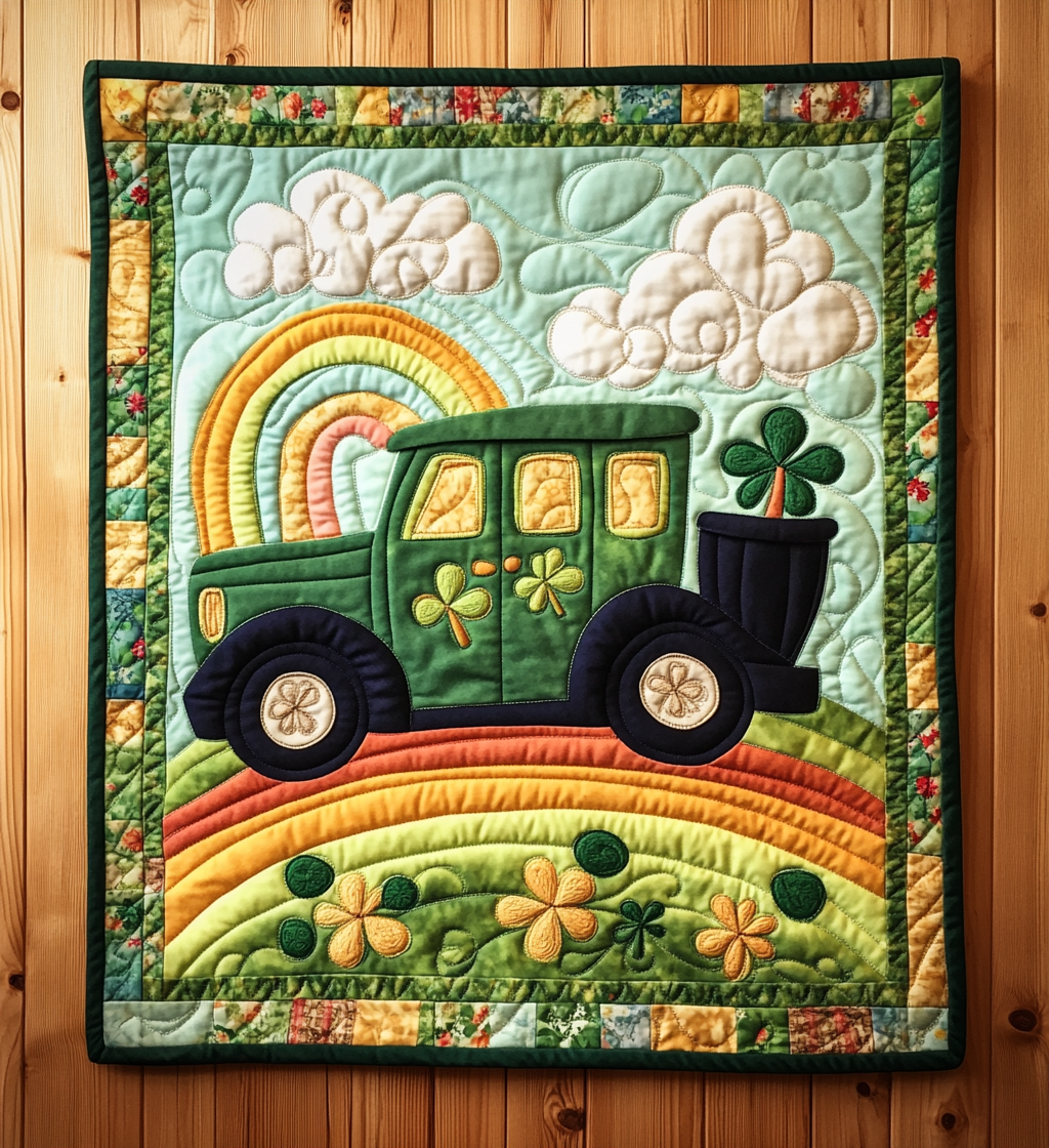 St Patrick's Day Truck DAI241224465 Quilt Blanket