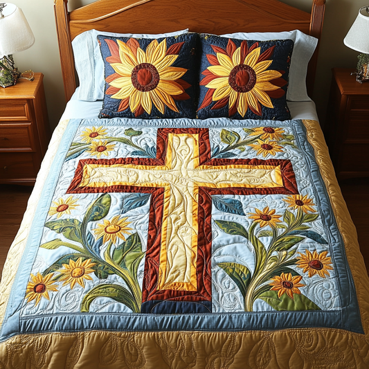 Sunflower Christian Cross DAI101224019 Quilt Bedding Set