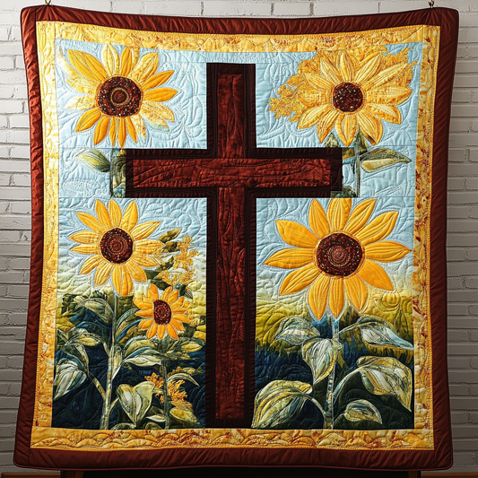 Sunflower Christian Cross DAI101224051 Quilt Blanket