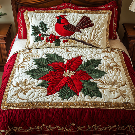 Christmas Cardinal TAI141124167 Quilt Bedding Set