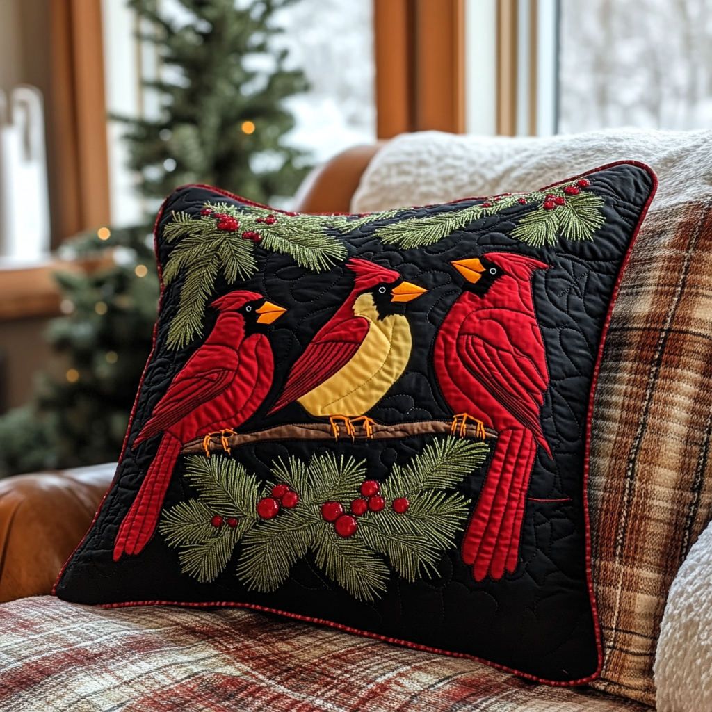 Christmas Cardinal TAI181024392 Quilted Pillow Case