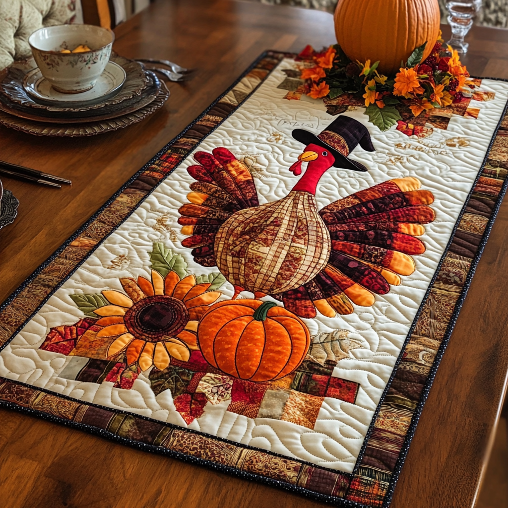 Autumn Turkey TAI041024351 Quilted Table Runner