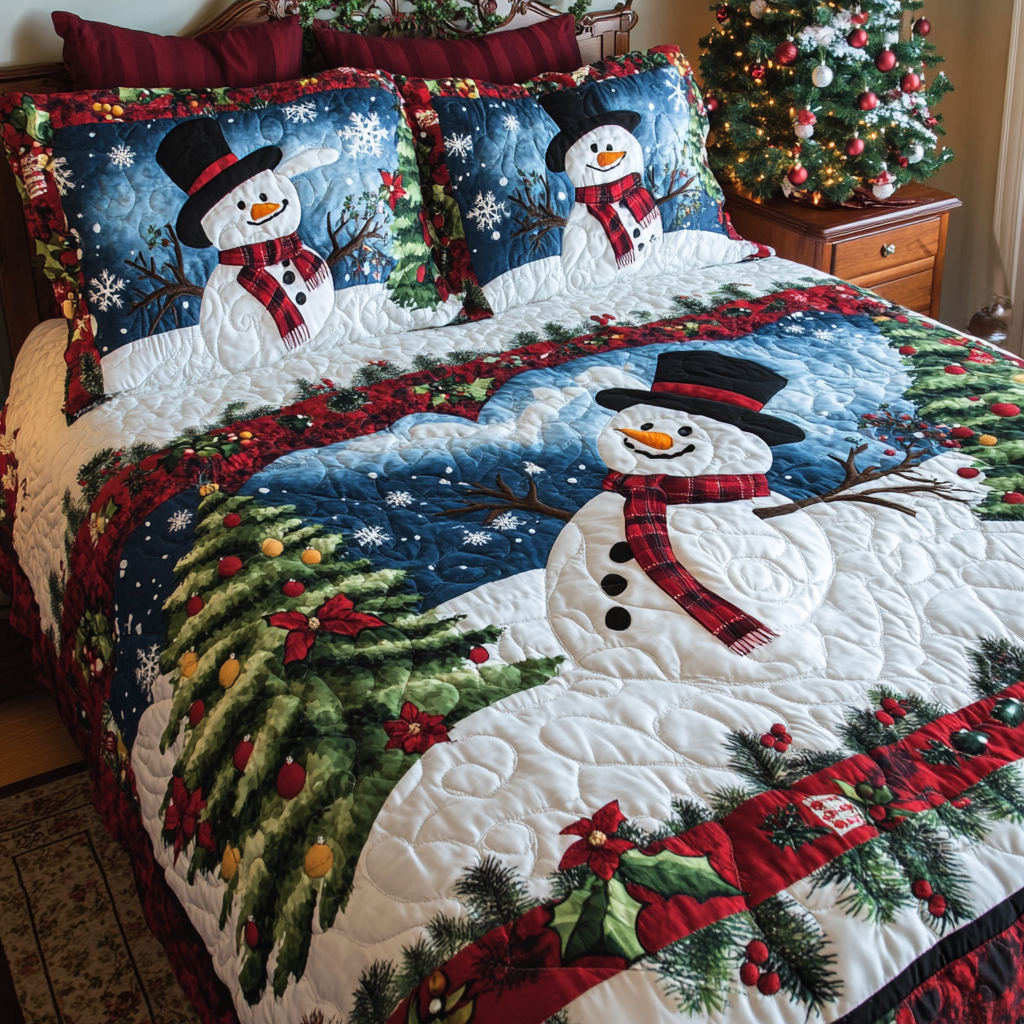 Christmas Snowman TAI141124239 Quilt Bedding Set