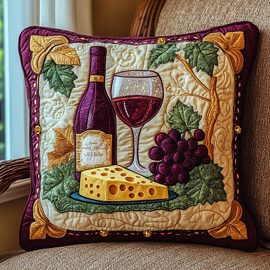 Wine And Cheese DAI301224203 Quilted Pillow Case