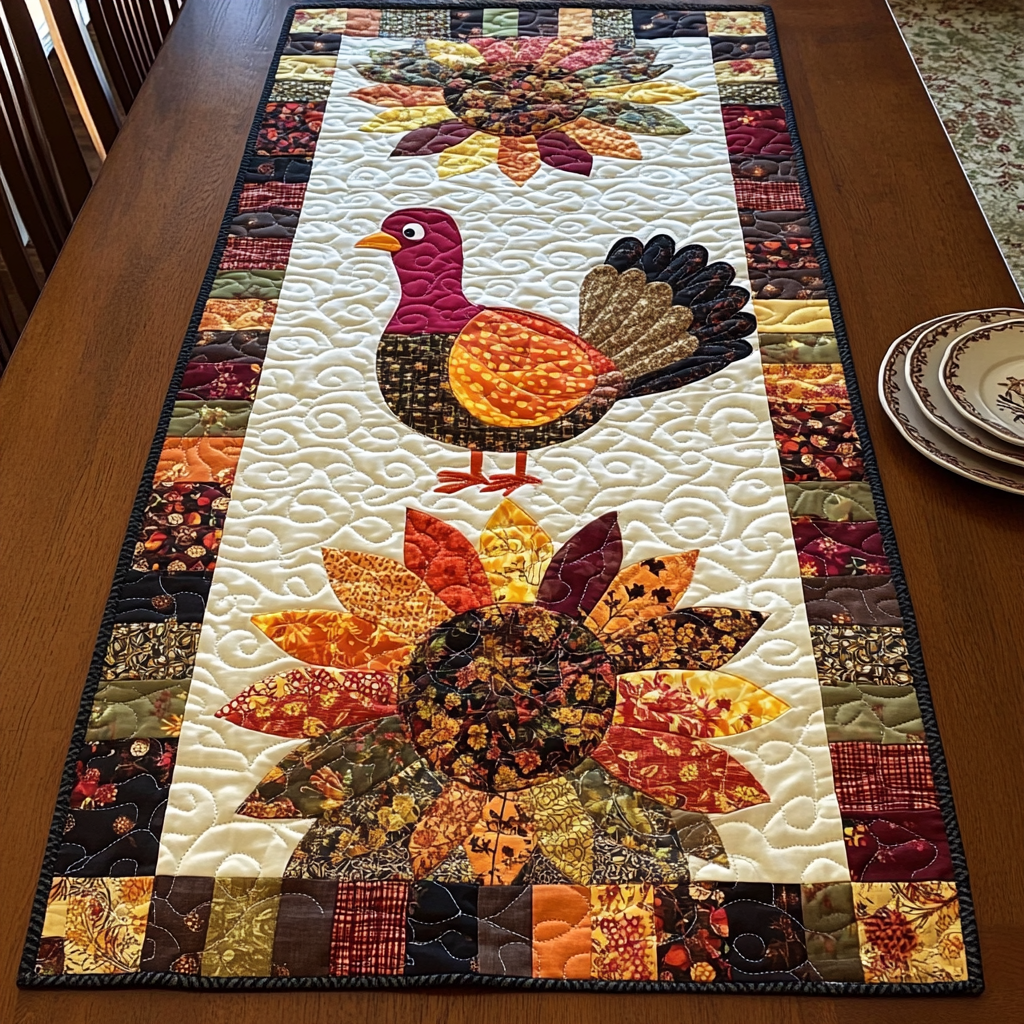 Autumn Turkey TAI041024346 Quilted Table Runner