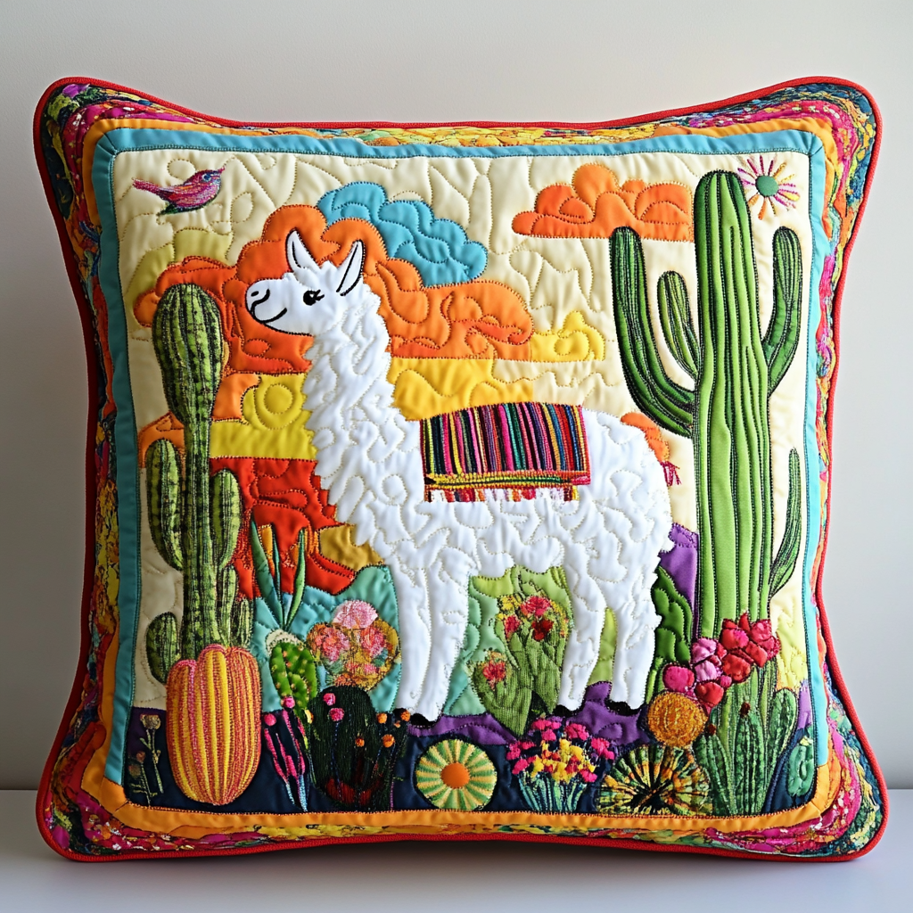 Cactus Llama DAI281124020 Quilted Pillow Case