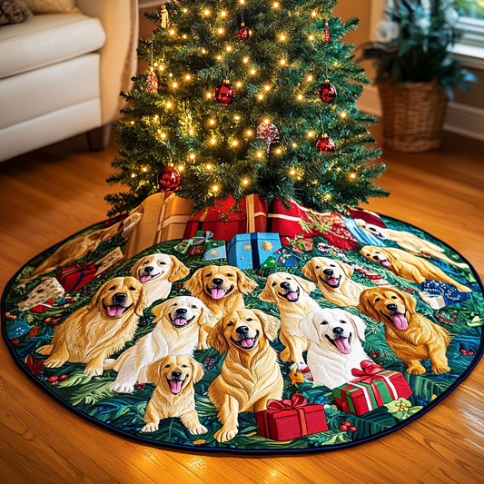 Christmas Golden Retriever TAI091024250 Quilted Tree Skirt