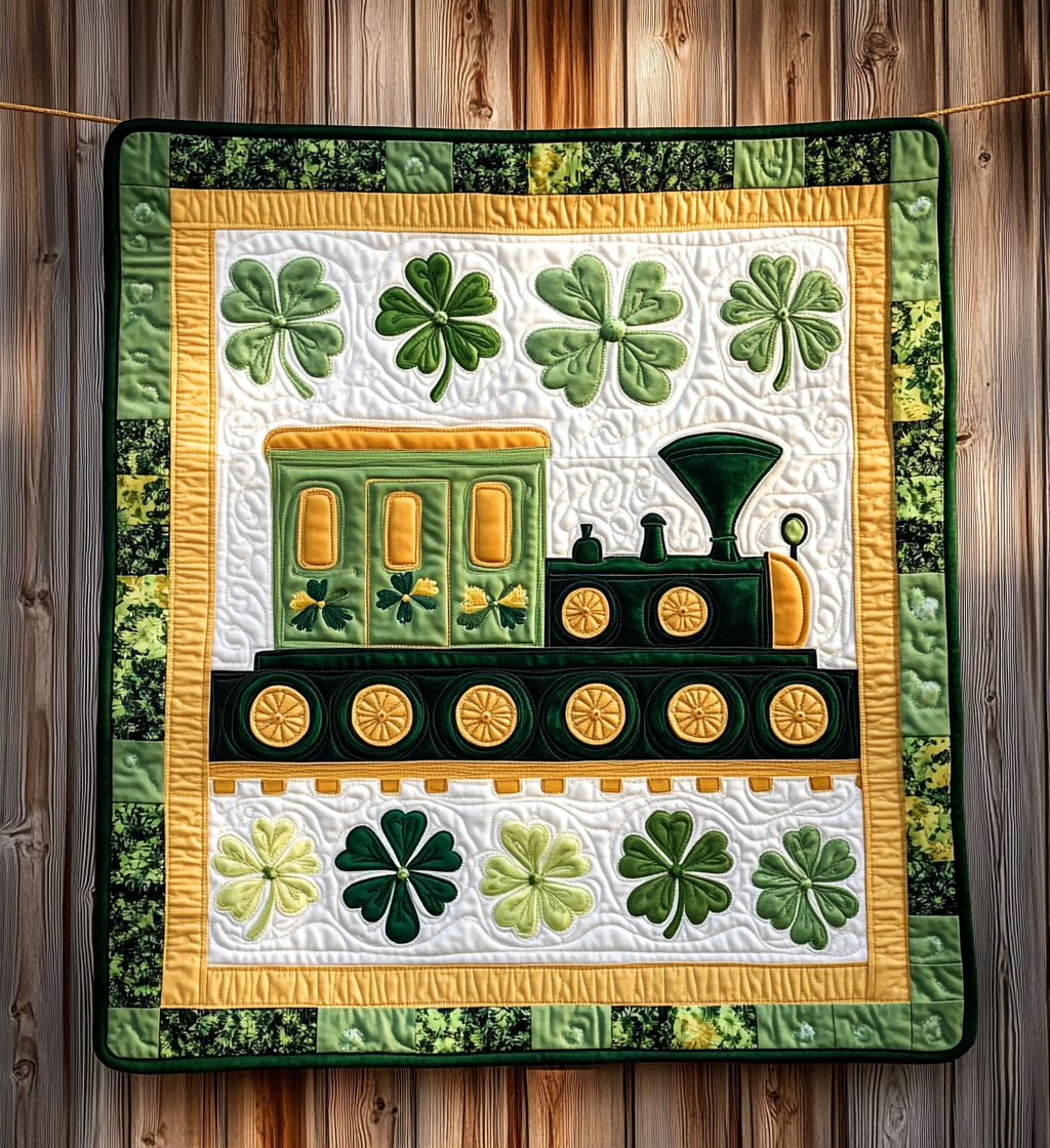 St Patrick's Day Train DAI241224459 Quilt Blanket