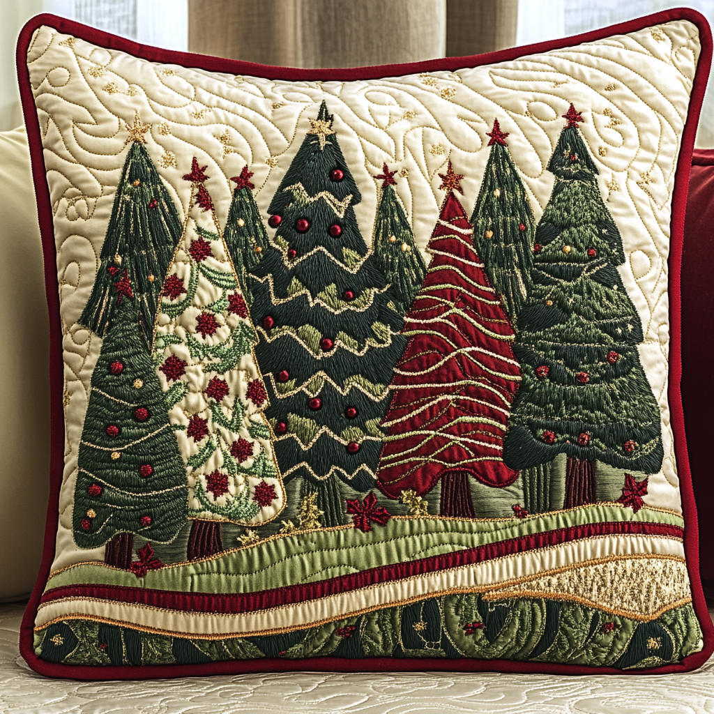 Christmas Tree TAI141124381 Quilted Pillow Case