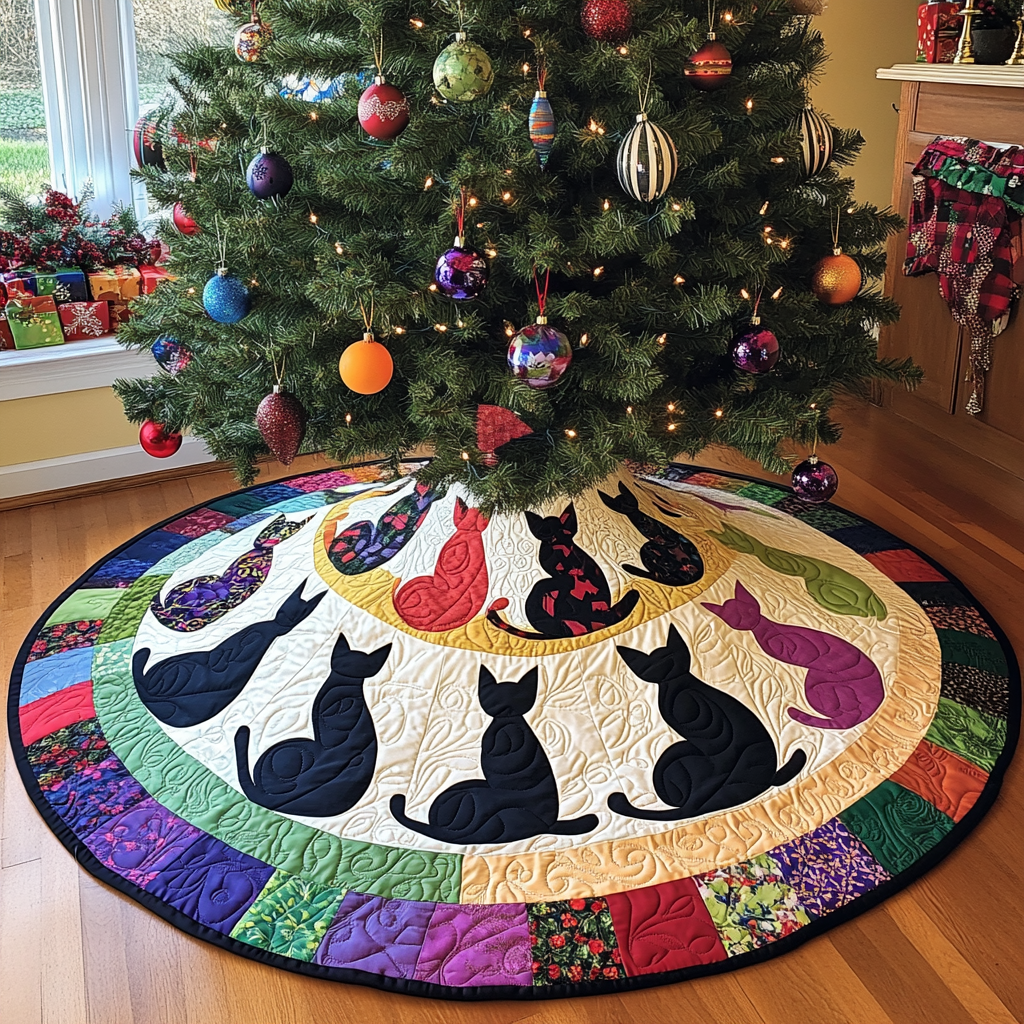 Black Cat TAI021024190 Quilted Tree Skirt