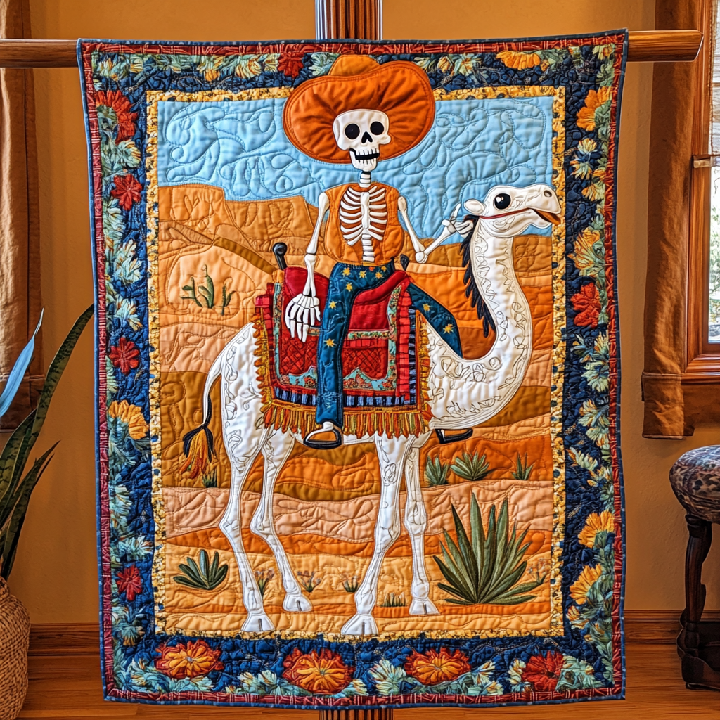 Desert Cowboy Skeleton DAI241224383 Quilt Blanket