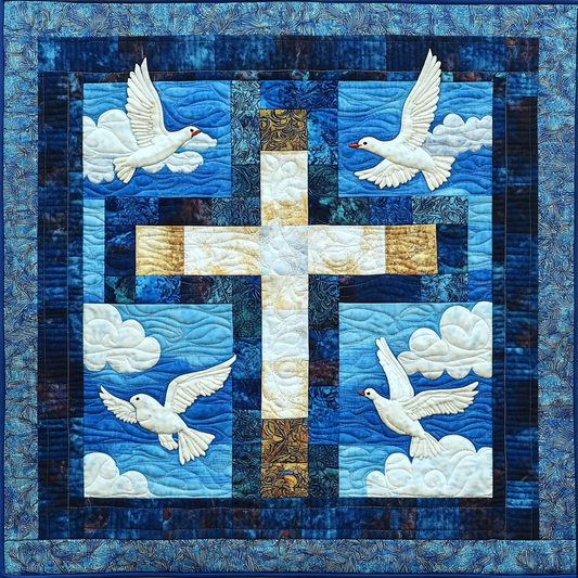 Dove With Christian Cross DAI231124045 Quilt Blanket