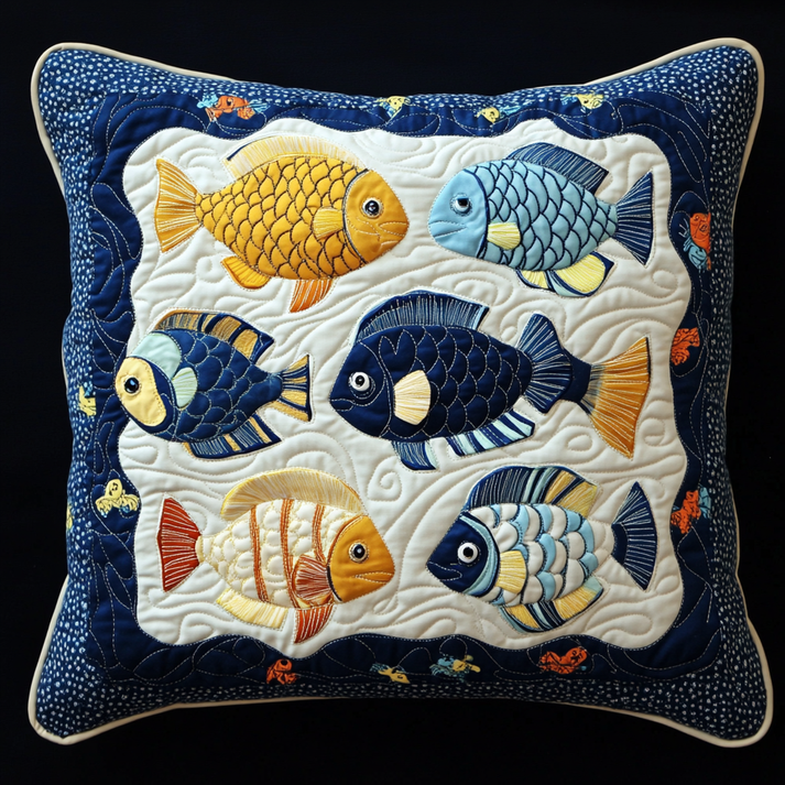 Fish DAI230924169 Quilted Pillow Case Charming Favor