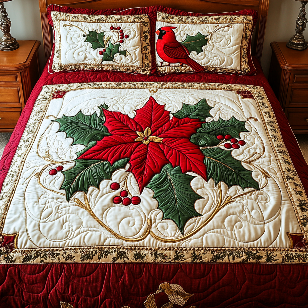 Christmas Cardinal TAI141124160 Quilt Bedding Set