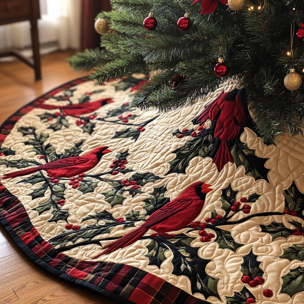 Christmas Cardinal TAI091024315 Quilted Tree Skirt