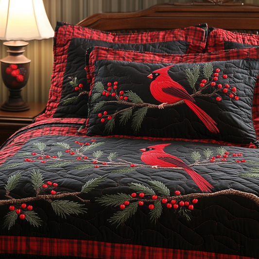 Christmas Cardinal TAI201124130 Quilt Bedding Set