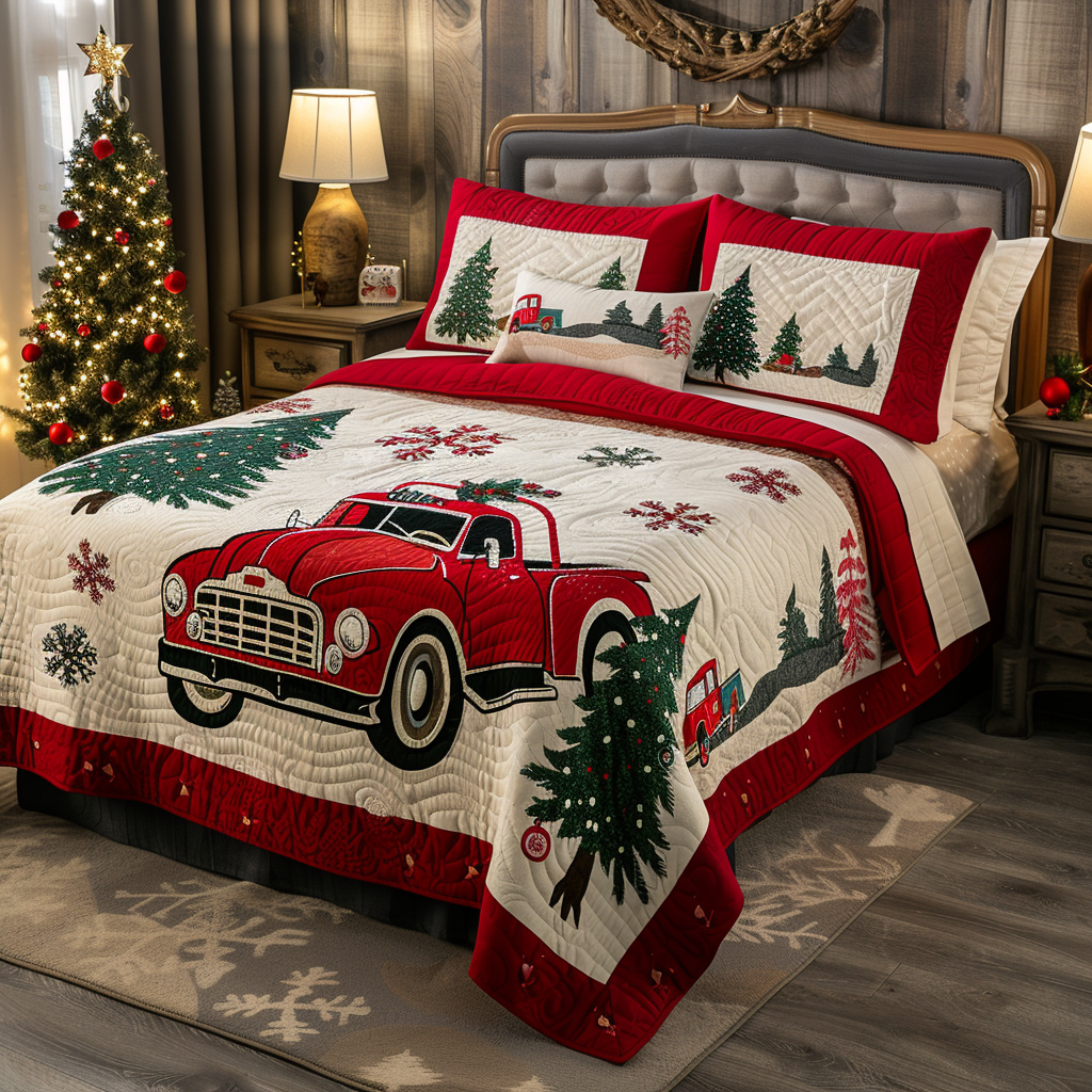 Christmas Truck TAI170724086 Quilt Bedding Set