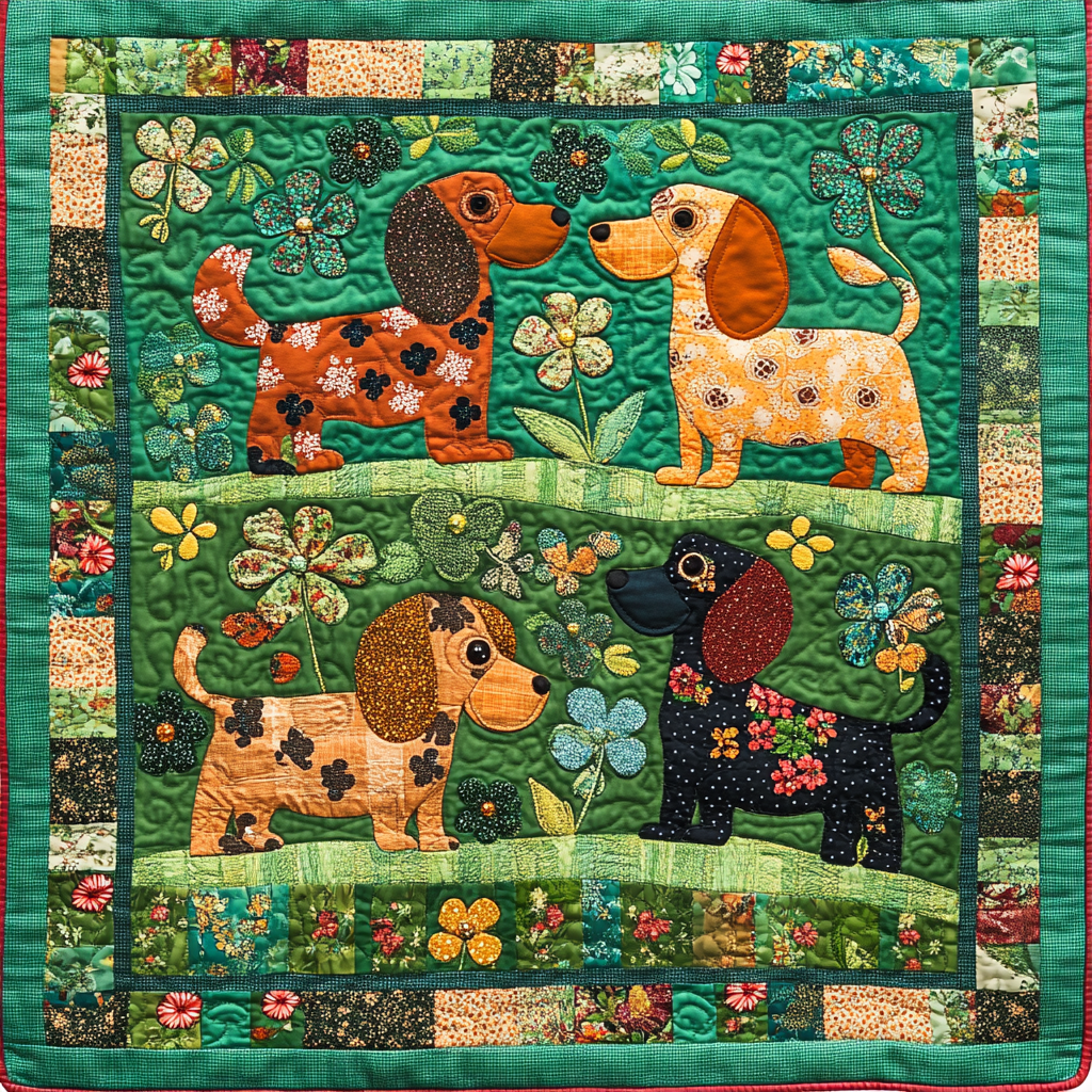 St Patrick's Day Dachshund DAI241224409 Quilt Blanket