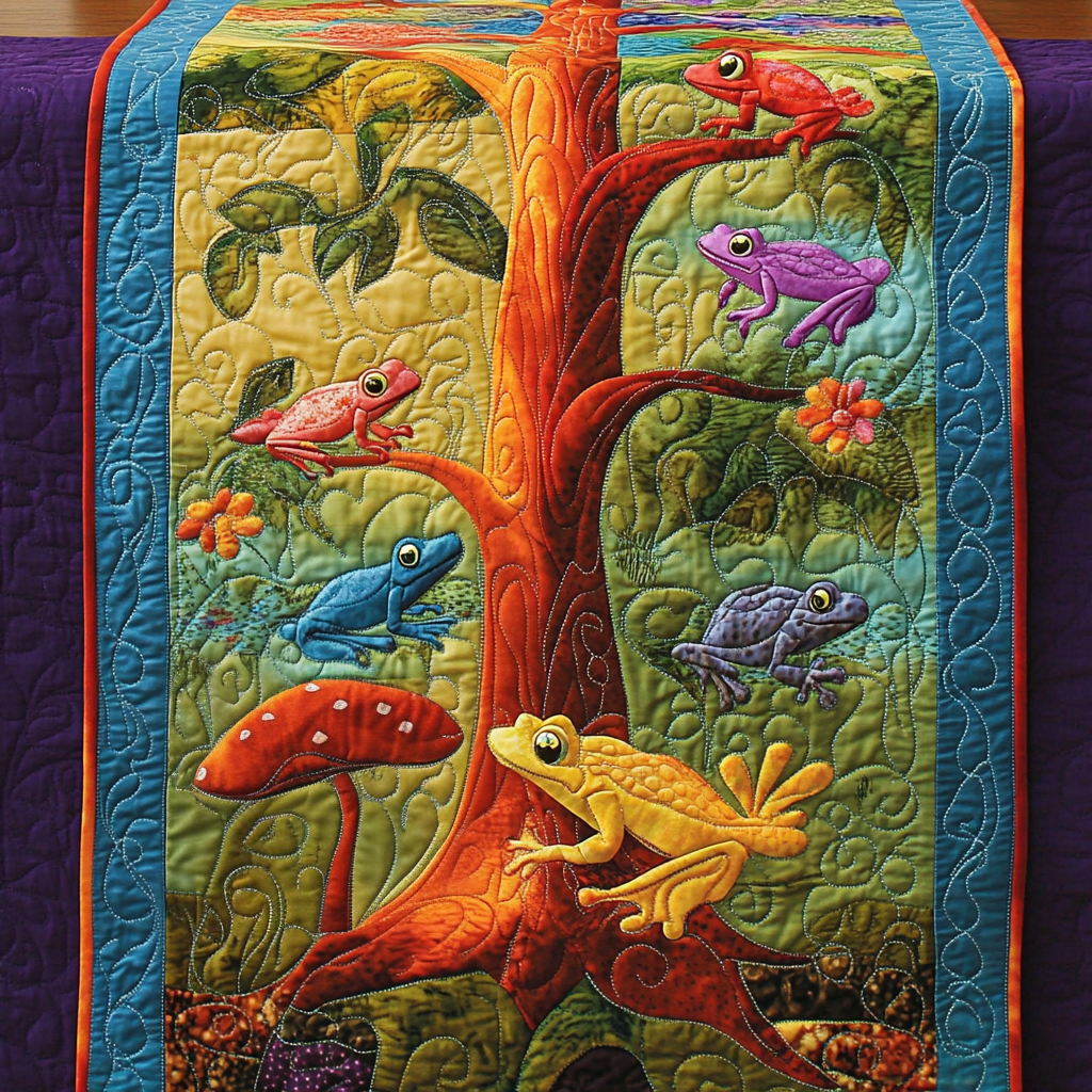 Frog DAI190225282 Quilted Table Runner