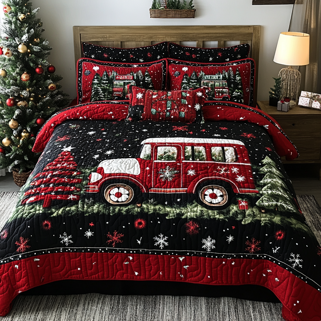 Christmas Truck TAI041024508 Quilt Bedding Set