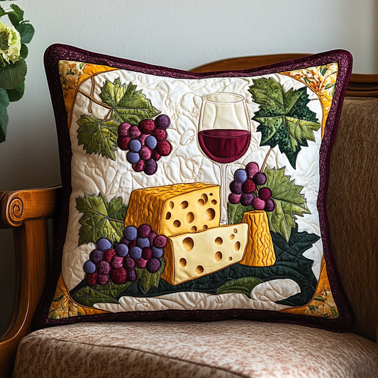 Wine And Cheese DAI301224200 Quilted Pillow Case