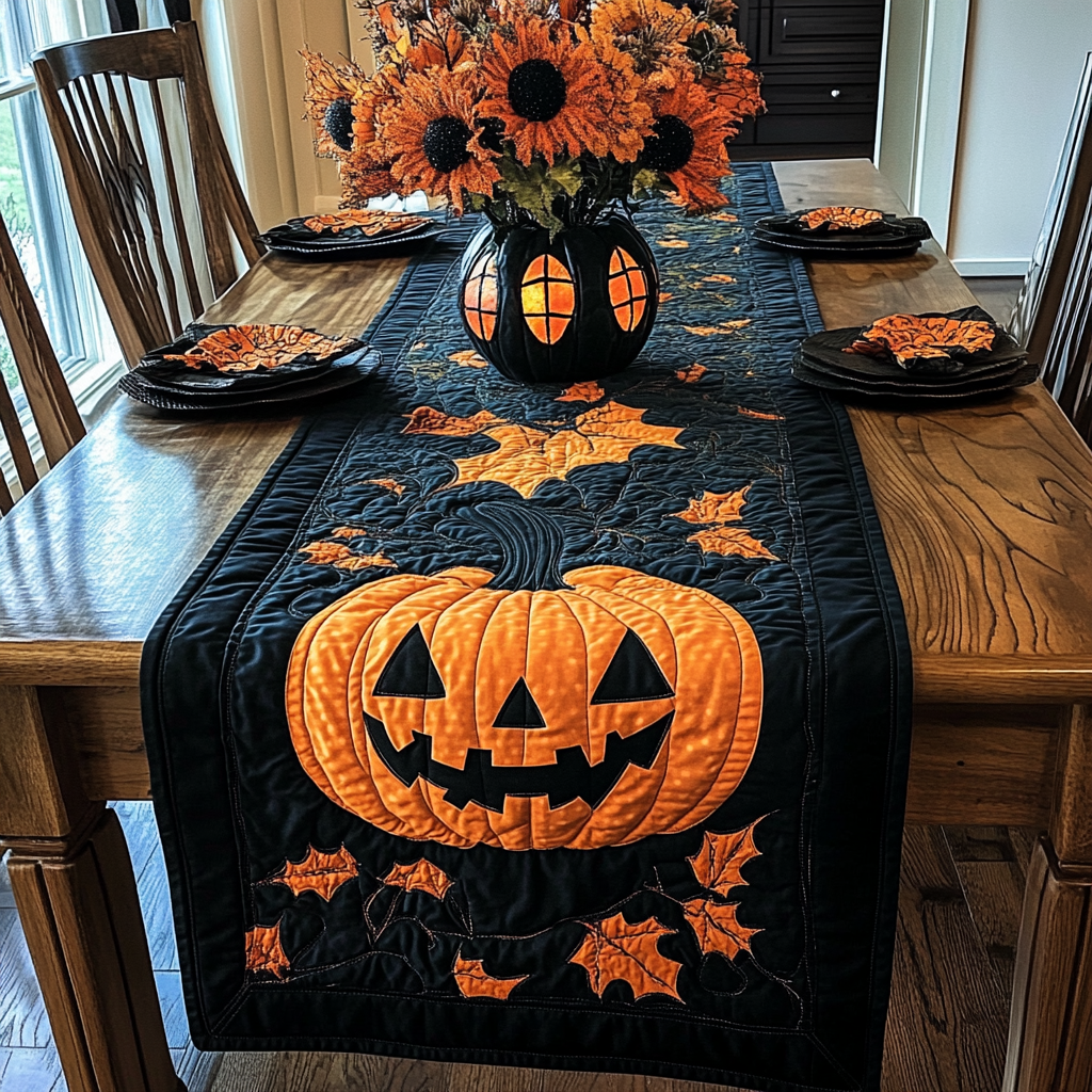 Halloween Pumpkin TAI021024196 Quilted Table Runner