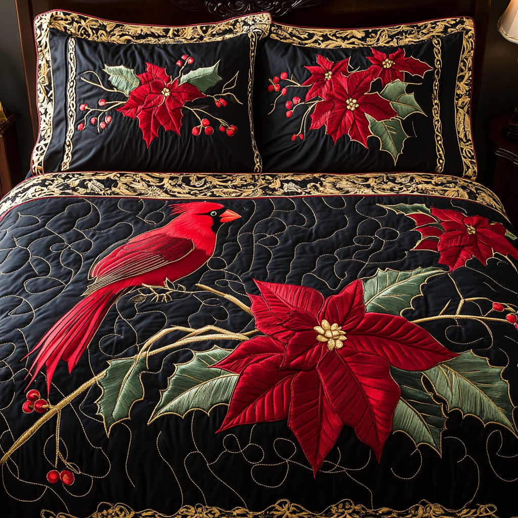 Christmas Cardinal TAI141124171 Quilt Bedding Set