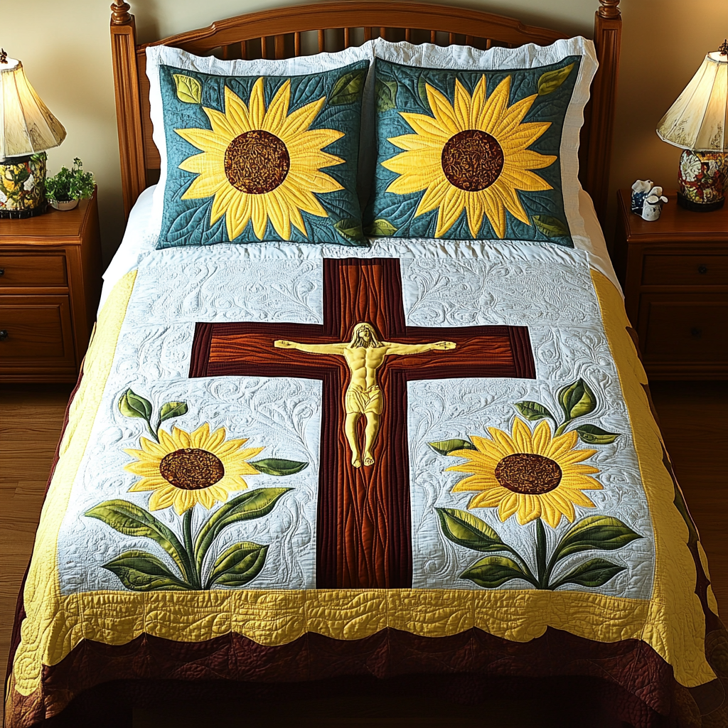 Sunflower Christian Cross DAI101224015 Quilt Bedding Set