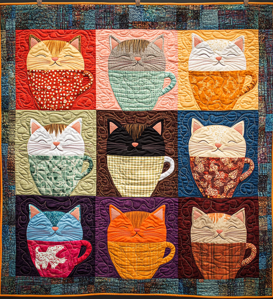 Cats In Cups DAI090125147 Quilt Blanket