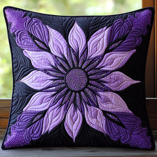 Purple Flower TAI130824120 Quilted Pillow Case