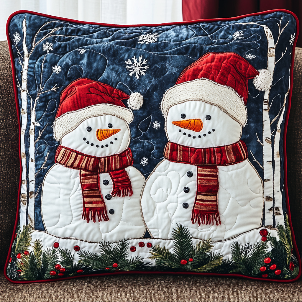 Christmas Snowman TAI141124358 Quilted Pillow Case