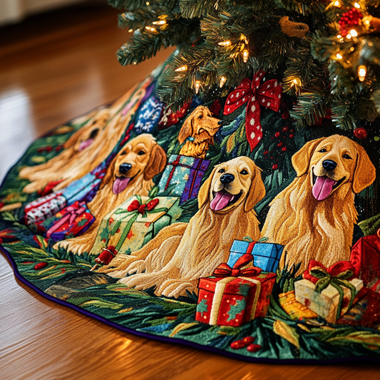 Christmas Golden Retriever TAI091024343 Quilted Tree Skirt