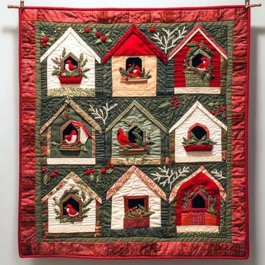 Cardinal Birdhouse DAI181124063 Quilt Blanket