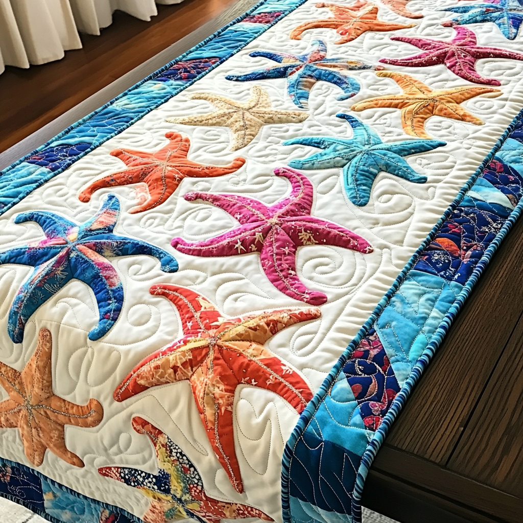 Starfish DAI200125343 Quilted Table Runner