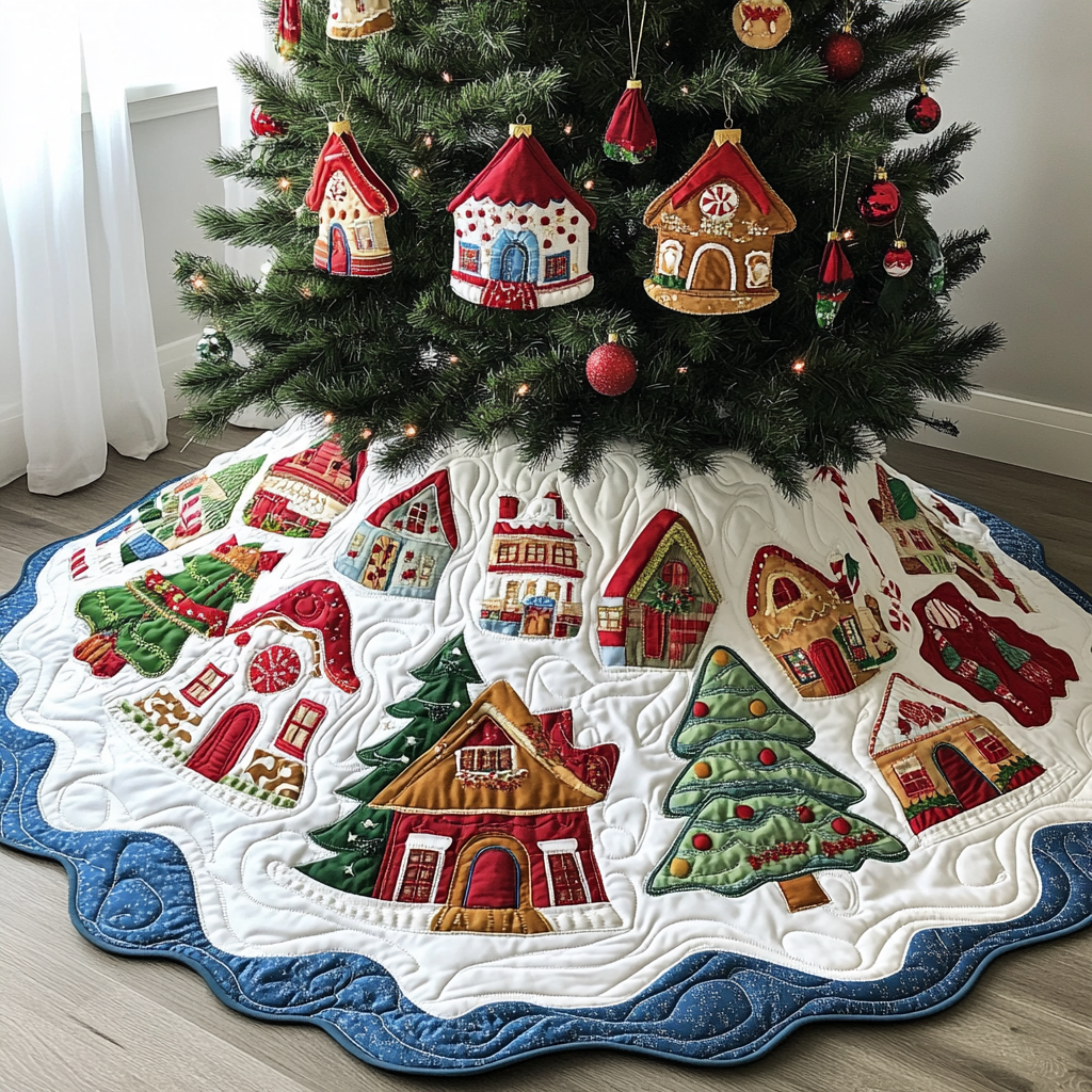 Gingerbread Village DAI040924145 Quilted Tree Skirt