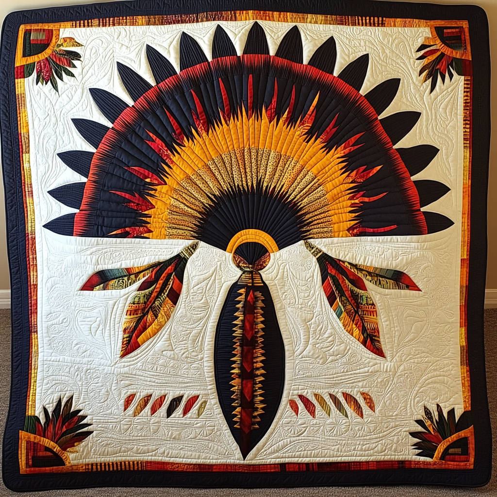 Native American Feather Fan DAI171224024 Quilt Blanket