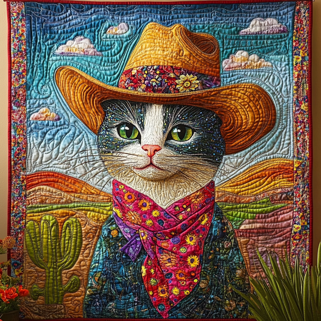 Cowboy Cat DAI241224371 Quilt Blanket