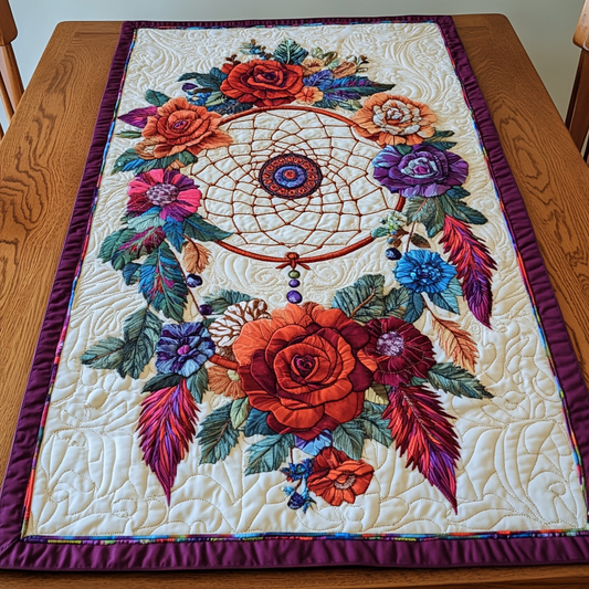 Flower Dreamcatcher DAI110225332 Quilted Table Runner
