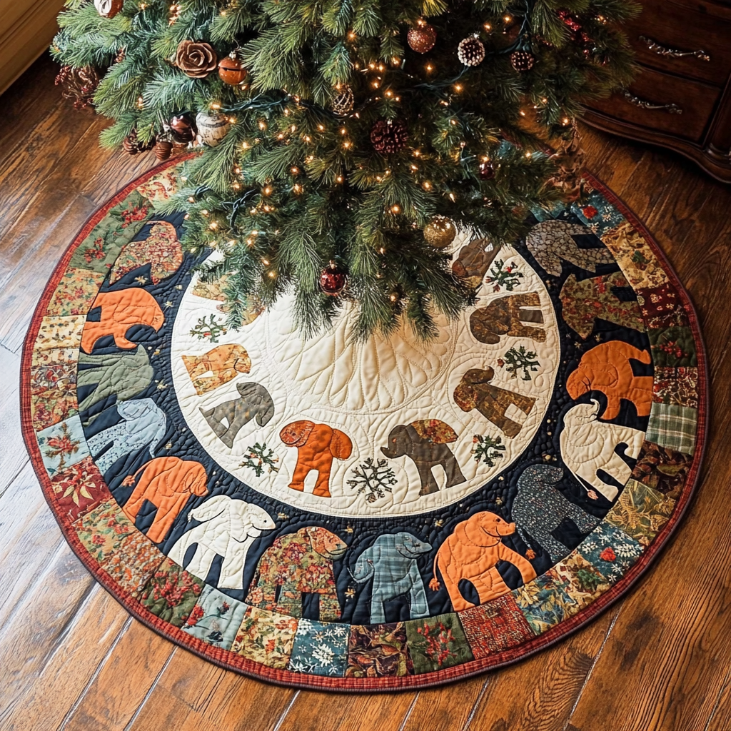 Elephant TAI141124333 Quilted Tree Skirt