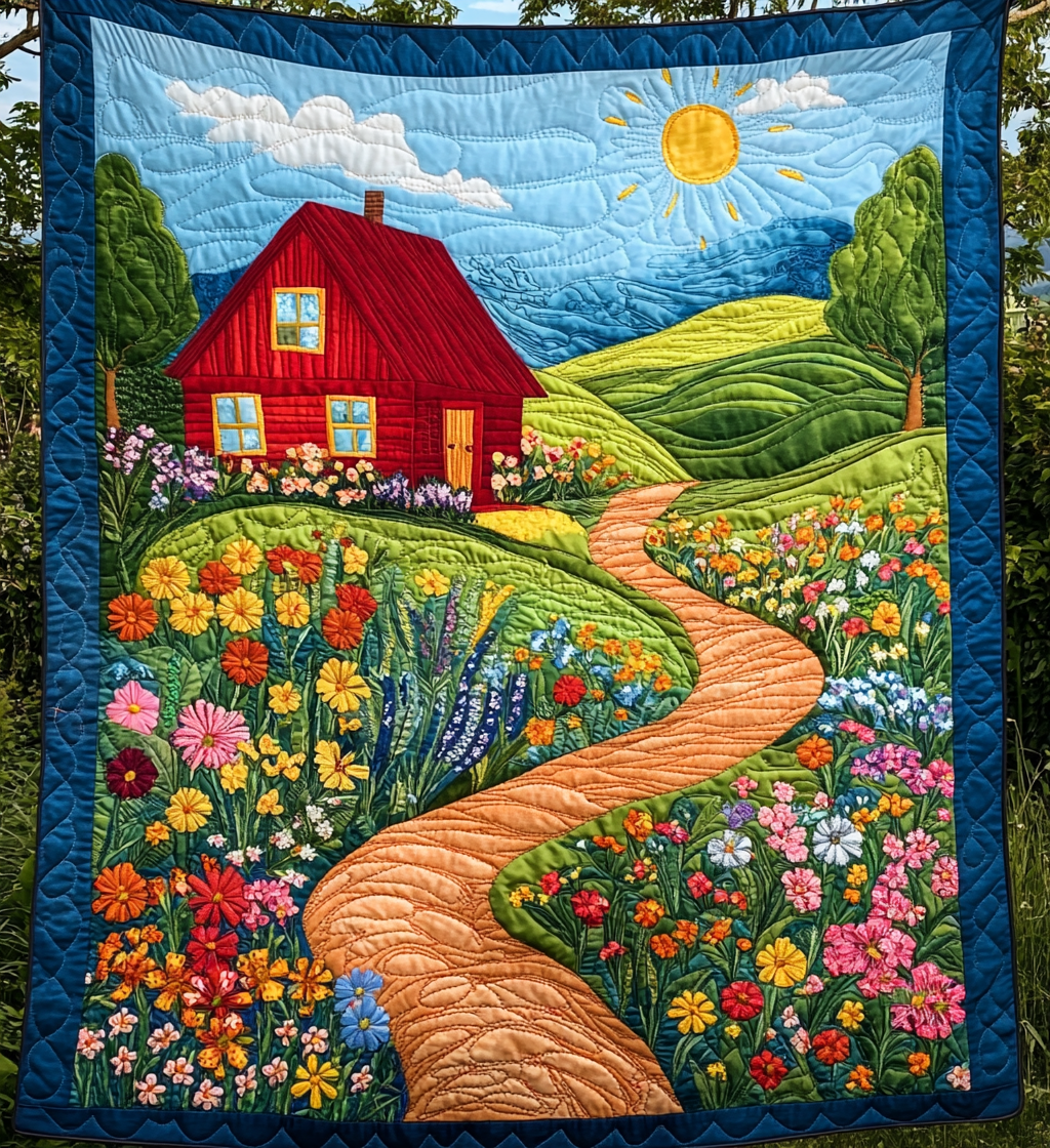 Flower Farm House DAI090125240 Quilt Blanket