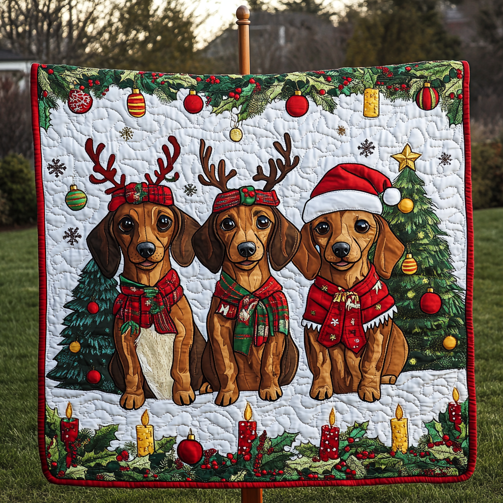 Christmas Dachshund TAI091024102 Quilt Blanket