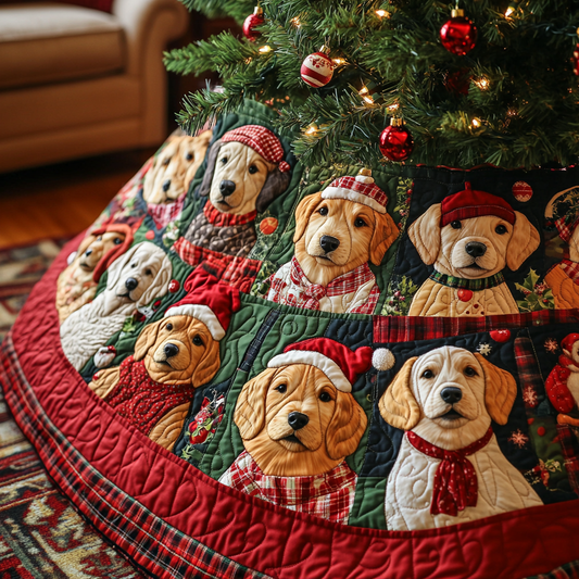 Christmas Golden Retriever TAI091024337 Quilted Tree Skirt