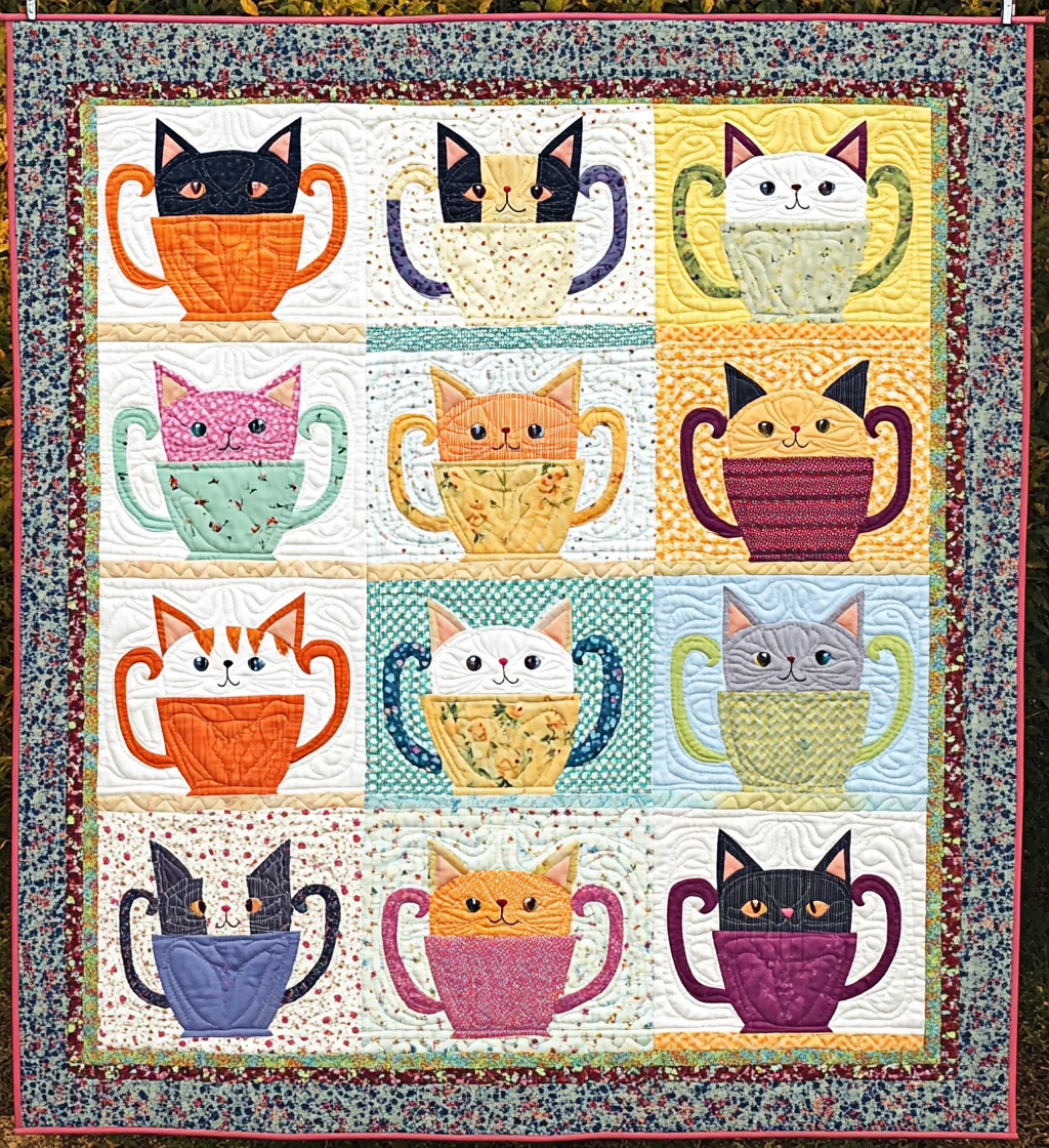 Cats In Cups DAI090125145 Quilt Blanket