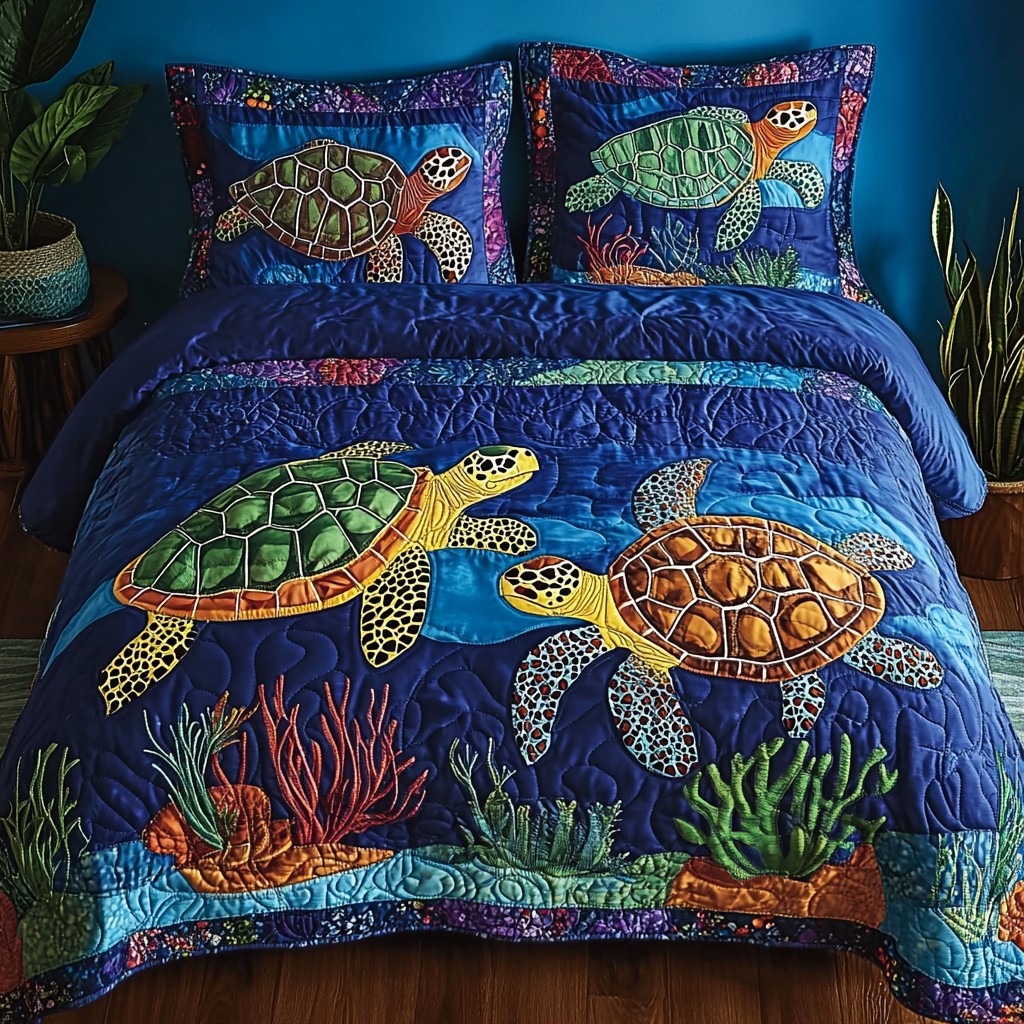 Sea Turtle TAI141124153 Quilt Bedding Set