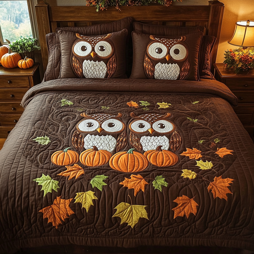 Pumpkin Owl DAI090125254 Quilt Blanket