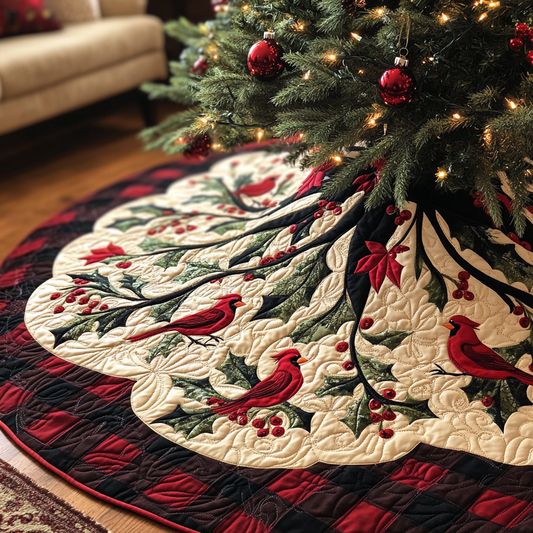 Christmas Cardinal TAI091024311 Quilted Tree Skirt