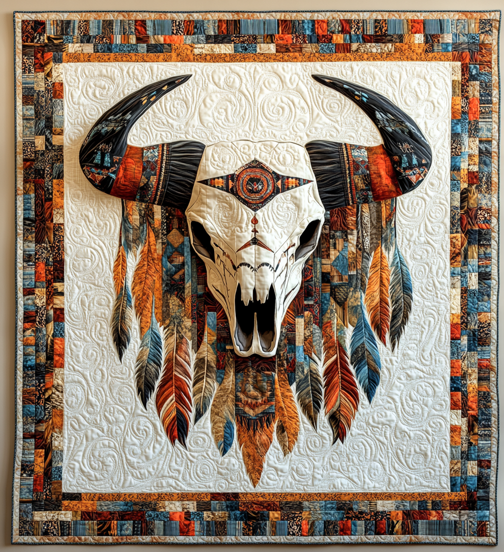 Tribal Bull Skull DAI171224027 Quilt Blanket